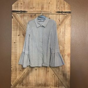 Bell sleeve button down blouse